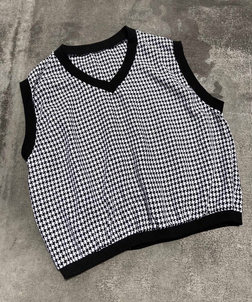 WC（ダブル シー）の「千鳥柄サマーベスト（ベスト・レディース・ブラック/サックスブルー/ホワイト・FREE）」の13枚目の写真