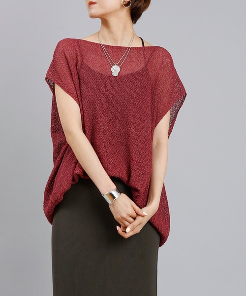 DouDou(ドゥドゥ)の「和紙フレンチプルオーバー(ニット/セーター・レディース・グリーン/ネイビー/ボルドー・FREE)」の3枚目の写真