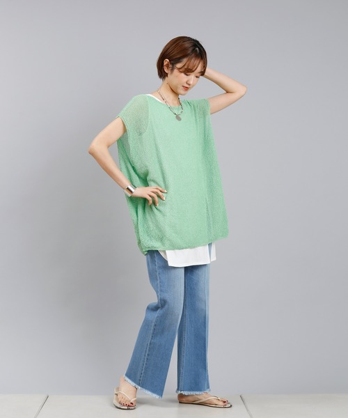 DouDou(ドゥドゥ)の「和紙フレンチプルオーバー(ニット/セーター・レディース・グリーン/ネイビー/ボルドー・FREE)」の10枚目の写真