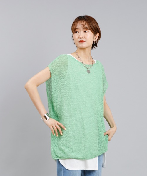 DouDou(ドゥドゥ)の「和紙フレンチプルオーバー(ニット/セーター・レディース・グリーン/ネイビー/ボルドー・FREE)」の7枚目の写真