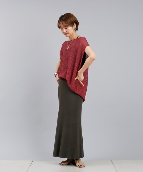 DouDou(ドゥドゥ)の「和紙フレンチプルオーバー(ニット/セーター・レディース・グリーン/ネイビー/ボルドー・FREE)」の5枚目の写真