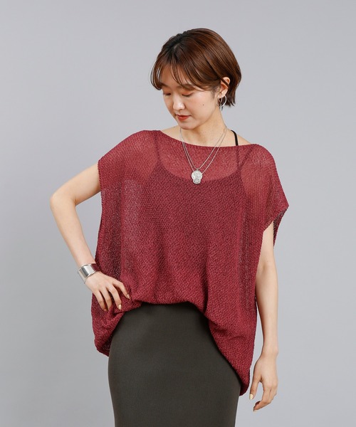 DouDou(ドゥドゥ)の「和紙フレンチプルオーバー(ニット/セーター・レディース・グリーン/ネイビー/ボルドー・FREE)」の13枚目の写真