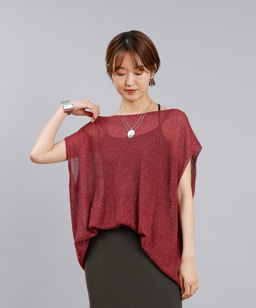 DouDou(ドゥドゥ)の「和紙フレンチプルオーバー(ニット/セーター・レディース・グリーン/ネイビー/ボルドー・FREE)」の6枚目の写真