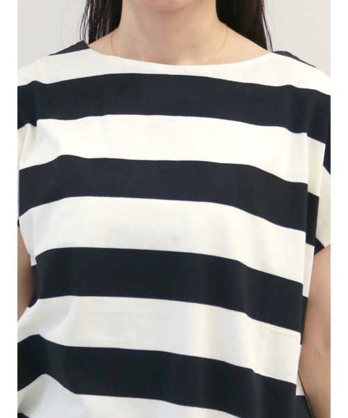 Te chichi（テチチ）の「フレンチスリーブボーダーカットソー（Tシャツ/カットソー・レディース・グレー/オフホワイト/グリーン・ﾌﾘ-）」の6枚目の写真