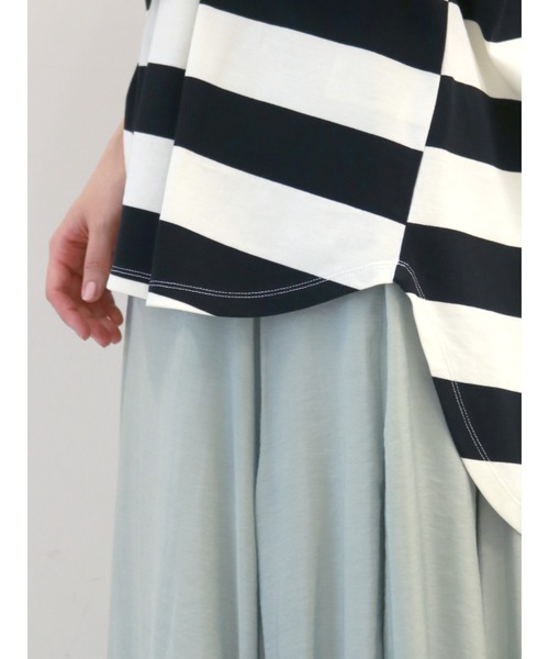 Te chichi（テチチ）の「フレンチスリーブボーダーカットソー（Tシャツ/カットソー・レディース・グレー/オフホワイト/グリーン・ﾌﾘ-）」の7枚目の写真