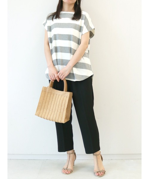 Te chichi（テチチ）の「フレンチスリーブボーダーカットソー（Tシャツ/カットソー・レディース・グレー/オフホワイト/グリーン・ﾌﾘ-）」の9枚目の写真