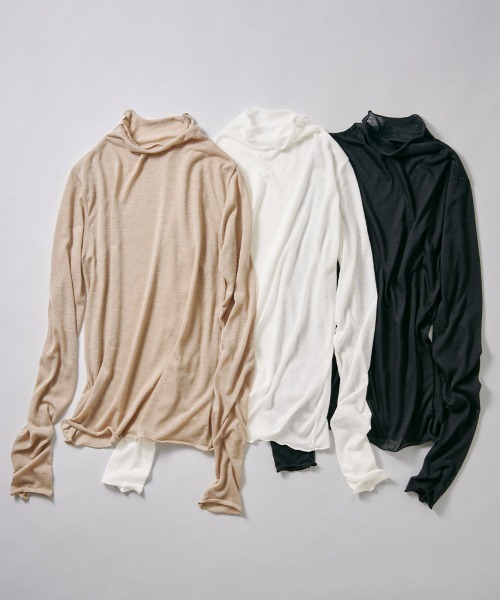 RANAN(ラナン)の「シアーハイネックカットソー(Tシャツ/カットソー・レディース・ベージュ/ブラック/オフホワイト・L/LL/3L/M)」の9枚目の写真