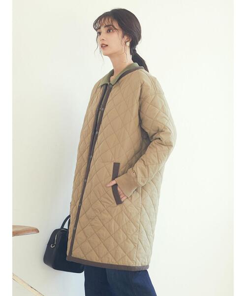 CRAFT STANDARD BOUTIQUE(クラフトスタンダードブティック)の「キルティングノーカラーコート *◇(ノーカラーコート・レディース・オリーブ/ベージュ/ブラック・M/L)」の11枚目の写真