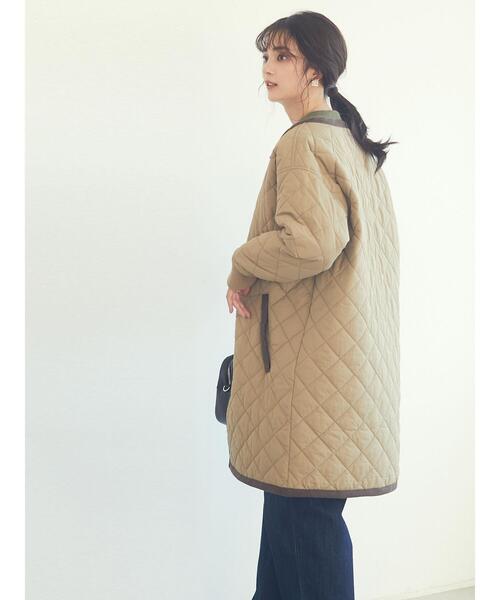 CRAFT STANDARD BOUTIQUE(クラフトスタンダードブティック)の「キルティングノーカラーコート *◇(ノーカラーコート・レディース・オリーブ/ベージュ/ブラック・M/L)」の12枚目の写真