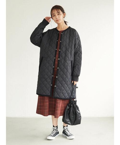 CRAFT STANDARD BOUTIQUE(クラフトスタンダードブティック)の「キルティングノーカラーコート *◇(ノーカラーコート・レディース・オリーブ/ベージュ/ブラック・M/L)」の19枚目の写真