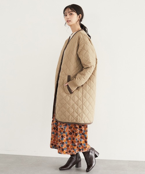 CRAFT STANDARD BOUTIQUE(クラフトスタンダードブティック)の「キルティングノーカラーコート *◇(ノーカラーコート・レディース・オリーブ/ベージュ/ブラック・M/L)」の2枚目の写真