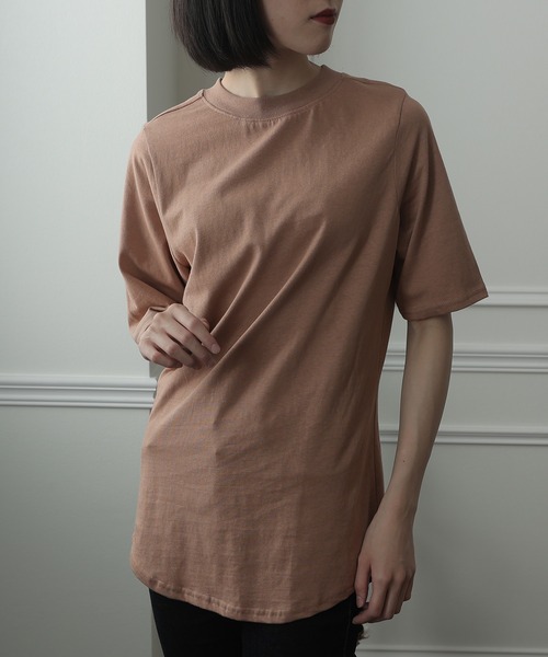 ElegChic(エレグシック)の「ハイネックコットンTシャツ(Tシャツ/カットソー・レディース・オフホワイト/モカ/ブラック/グレイッシュベージュ・M/XXL/XL/4L/L)」の18枚目の写真