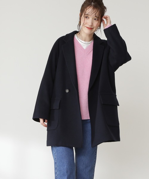 N.(N. Natural Beauty Basic)(エヌエヌナチュラルビューティーベーシック)の「【S Size Line】◆ビーバーメルトンラグランテーラーショートコート(チェスターコート・レディース・ライトブルー/ネイビー/グレー/オフホワイト/ホワイト系その他・SMALL/MEDIUM)」の5枚目の写真