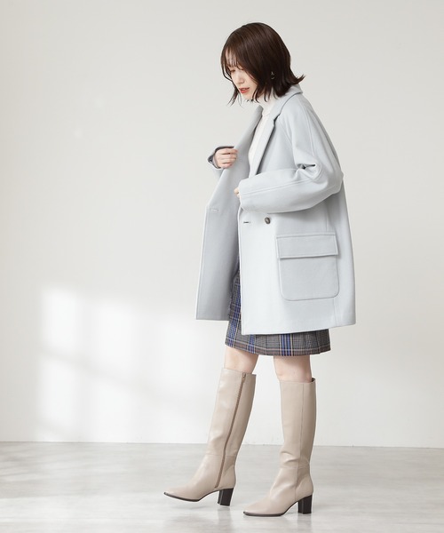 N.(N. Natural Beauty Basic)(エヌエヌナチュラルビューティーベーシック)の「【S Size Line】◆ビーバーメルトンラグランテーラーショートコート(チェスターコート・レディース・ライトブルー/ネイビー/グレー/オフホワイト/ホワイト系その他・SMALL/MEDIUM)」の12枚目の写真
