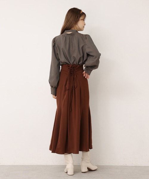 one after another NICE CLAUP（ワンアフターアナザーナイスクラップ）の「バックレースアップマーメイドスカート（スカート・レディース・ブラック/ブラウン/ホワイト系その他/ブラック系その他/ベージュ系その他・MEDIUM/LARGE）」の13枚目の写真