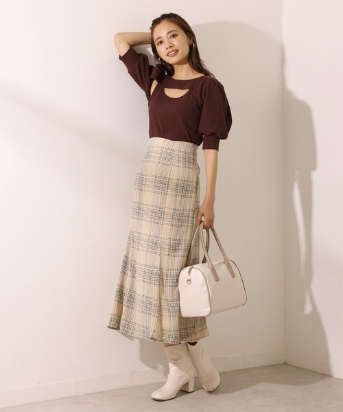 one after another NICE CLAUP（ワンアフターアナザーナイスクラップ）の「バックレースアップマーメイドスカート（スカート・レディース・ブラック/ブラウン/ホワイト系その他/ブラック系その他/ベージュ系その他・MEDIUM/LARGE）」の6枚目の写真