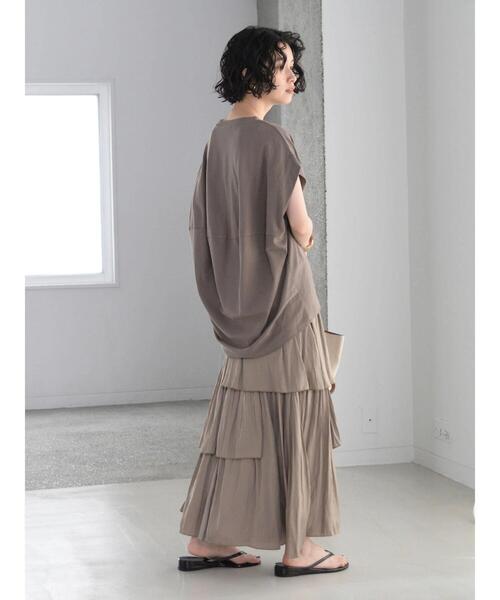 AMERICAN HOLIC（アメリカンホリック）の「ジョーゼットバックドレープカットプルオーバー（Tシャツ/カットソー・レディース・モカ/チャコールグレー/ブルー・L/M）」の12枚目の写真