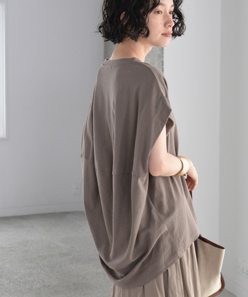AMERICAN HOLIC（アメリカンホリック）の「ジョーゼットバックドレープカットプルオーバー（Tシャツ/カットソー・レディース・モカ/チャコールグレー/ブルー・L/M）」の2枚目の写真