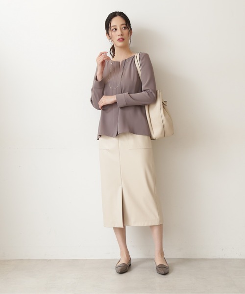 NATURAL BEAUTY BASIC(ナチュラルビューティーベーシック)の「フェイクレザーストレートスカート/0171220910(スカート・レディース・ブラック/ピンク/オフホワイト・SMALL/X-SMALL/MEDIUM)」の7枚目の写真