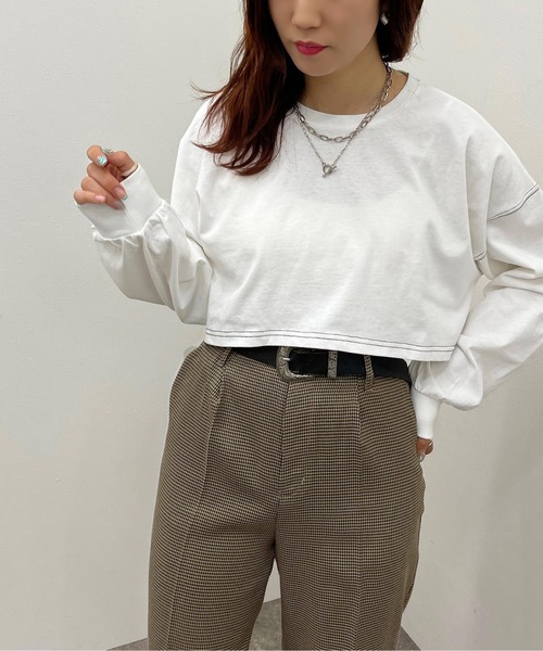 apres jour mignon（アプレジュールミニョン）の「配色ステッチショートロンＴ【ZOZOTOWN限定アイテム】（Tシャツ/カットソー・レディース・ブラック/オフホワイト/ブルー/ナチュラル・X-LARGE/フリー）」の12枚目の写真