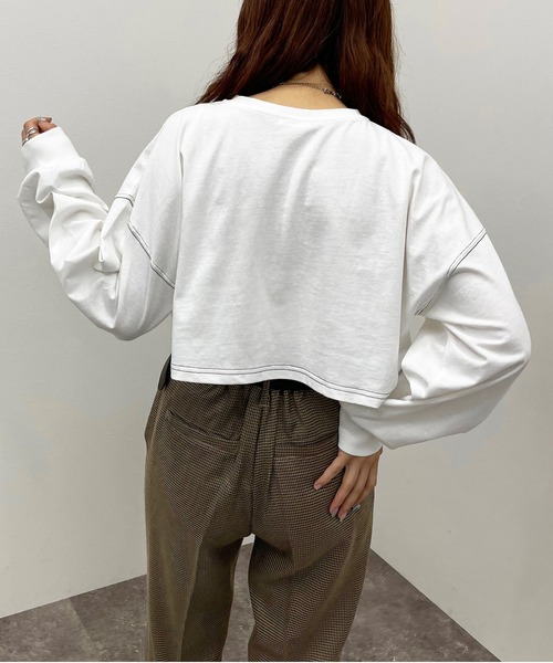 apres jour mignon（アプレジュールミニョン）の「配色ステッチショートロンＴ【ZOZOTOWN限定アイテム】（Tシャツ/カットソー・レディース・ブラック/オフホワイト/ブルー/ナチュラル・X-LARGE/フリー）」の5枚目の写真