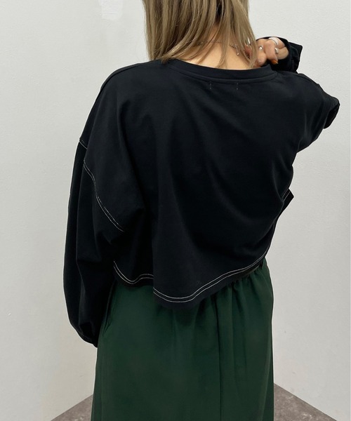 apres jour mignon（アプレジュールミニョン）の「配色ステッチショートロンＴ【ZOZOTOWN限定アイテム】（Tシャツ/カットソー・レディース・ブラック/オフホワイト/ブルー/ナチュラル・X-LARGE/フリー）」の13枚目の写真