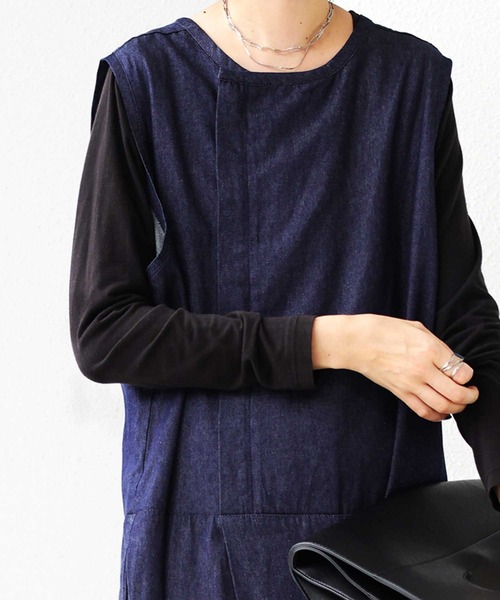 antiqua（アンティカ）の「ノンウォッシュデニムオールインワン（つなぎ/オールインワン・レディース・ノンウォッシュ・FREE）」の7枚目の写真