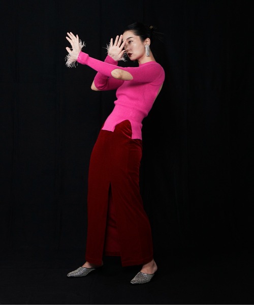 HIROSAI（ヒロサイ）の「バックオープンニット（ニット/セーター・レディース・ホワイト/ブラック/ピンク・S/M）」の8枚目の写真