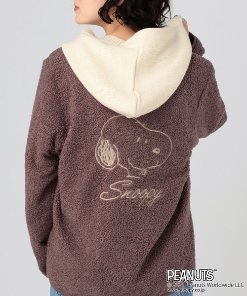 PEANUTS(ピーナッツ)の「【ピーナッツ/PEANUTS】SNOOPYボアジャケット(ダウンジャケット/コート・レディース・ネイビー/ベージュ/ピンク・3L/LL/L/M)」の5枚目の写真