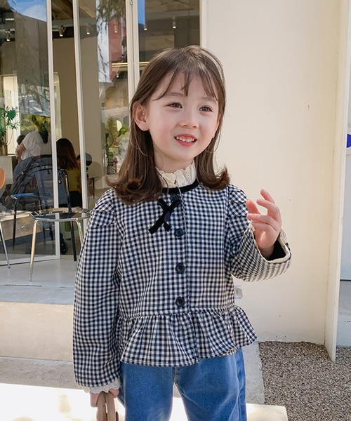 Aimoha Kids 新作 韓国子供服 フォーマルギンガムチェックフリル薄手ジャケット カーディガン ボレロ Aimoha アイモハ のファッション通販 Zozotown