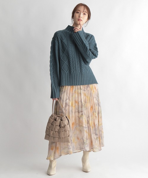 Andemiu（アンデミュウ）の「ケーブルガラタートルニット239176（ニット/セーター・レディース・ブラウン/オフホワイト/グリーン/ラベンダー・FREE）」の22枚目の写真