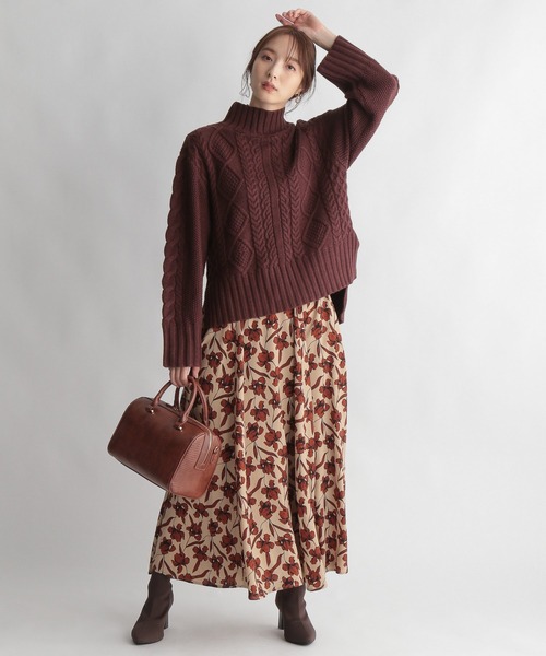 Andemiu（アンデミュウ）の「ケーブルガラタートルニット239176（ニット/セーター・レディース・ブラウン/オフホワイト/グリーン/ラベンダー・FREE）」の15枚目の写真