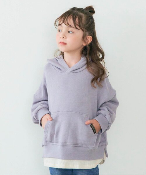 BREEZE（ブリーズ）の「WEB限定 レイヤード風パーカー（パーカー・キッズ・ブラウン/ピンク/ブルー/グリーン/グレー/ベージュ/チャコール/レッド・130/120/100/110/80/140/90）」の2枚目の写真