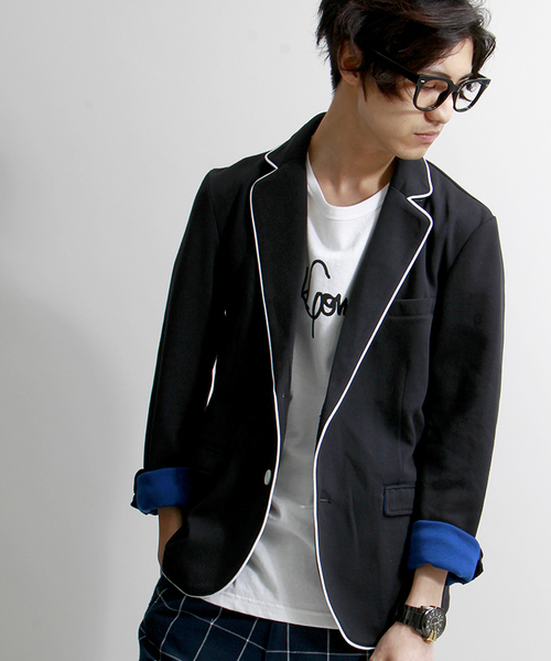 WEGO(ウィゴー)の「WEGO/ポンチテーラードジャケット(テーラードジャケット・メンズ・ブラック/ダークグレー/ネイビー・MEDIUM/LARGE)」の1枚目の写真