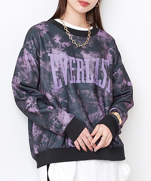 EVERLAST(CROSSPLUS ONLINE)(エバーラスト)の「タイダイプリント ビッグシルエットトレーナー(その他トップス・レディース・ブラック/ブルーグレー/ホワイト・L/M)」の1枚目の写真