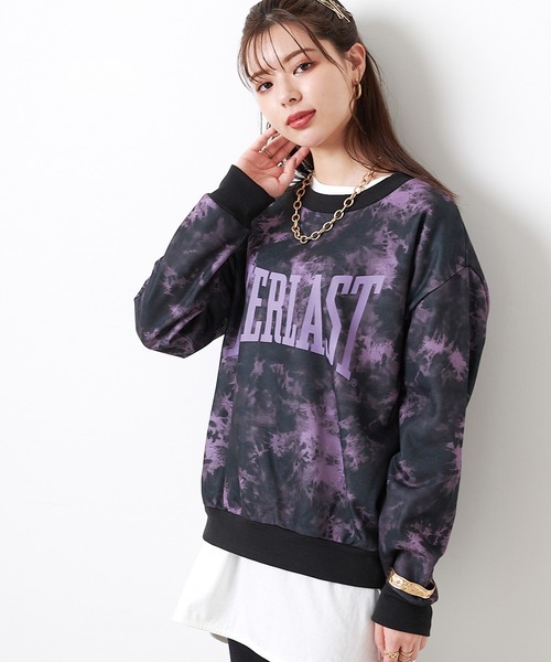 EVERLAST(CROSSPLUS ONLINE)(エバーラスト)の「タイダイプリント ビッグシルエットトレーナー(その他トップス・レディース・ブラック/ブルーグレー/ホワイト・L/M)」の4枚目の写真