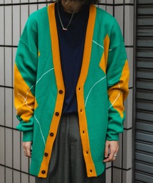 アシンメトリーアーガイルカーディガン