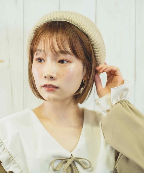 paravion（パラビオン）の「K/ニットベレー帽（ハンチング/ベレー帽・レディース・アイボリー/ブラック/ベージュ・ONESIZE）」の2枚目の写真