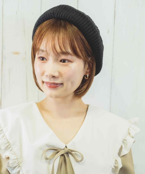 paravion（パラビオン）の「K/ニットベレー帽（ハンチング/ベレー帽・レディース・アイボリー/ブラック/ベージュ・ONESIZE）」の3枚目の写真