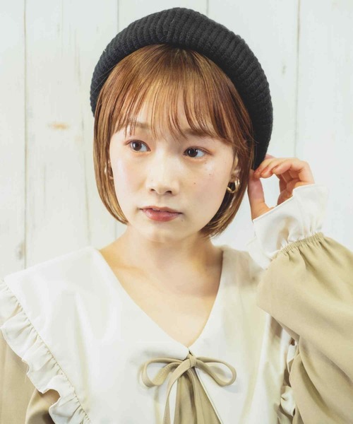 paravion（パラビオン）の「K/ニットベレー帽（ハンチング/ベレー帽・レディース・アイボリー/ブラック/ベージュ・ONESIZE）」の16枚目の写真