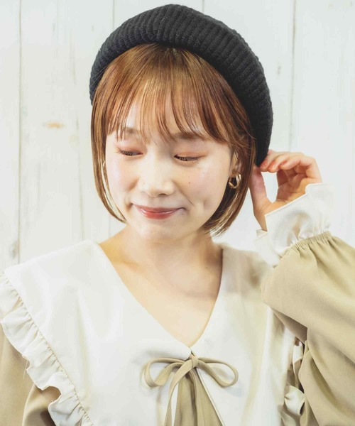 paravion（パラビオン）の「K/ニットベレー帽（ハンチング/ベレー帽・レディース・アイボリー/ブラック/ベージュ・ONESIZE）」の20枚目の写真