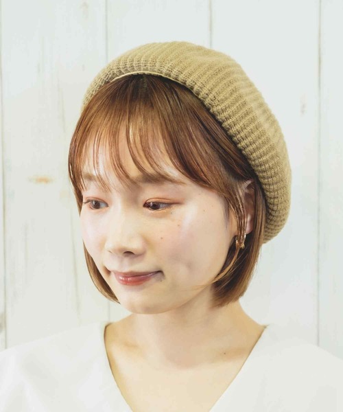 paravion（パラビオン）の「K/ニットベレー帽（ハンチング/ベレー帽・レディース・アイボリー/ブラック/ベージュ・ONESIZE）」の6枚目の写真