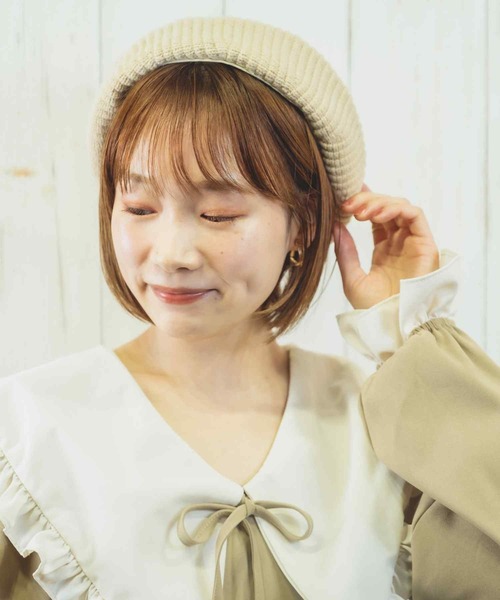 paravion（パラビオン）の「K/ニットベレー帽（ハンチング/ベレー帽・レディース・アイボリー/ブラック/ベージュ・ONESIZE）」の19枚目の写真