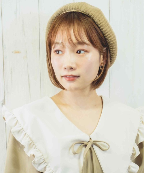 paravion（パラビオン）の「K/ニットベレー帽（ハンチング/ベレー帽・レディース・アイボリー/ブラック/ベージュ・ONESIZE）」の11枚目の写真