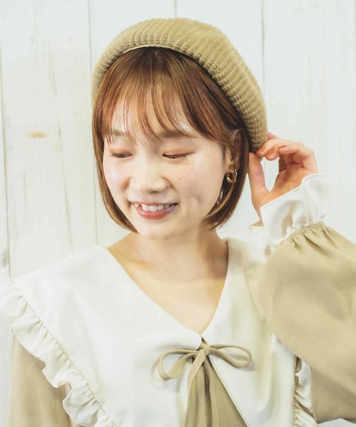 paravion（パラビオン）の「K/ニットベレー帽（ハンチング/ベレー帽・レディース・アイボリー/ブラック/ベージュ・ONESIZE）」の17枚目の写真