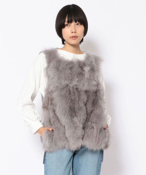SUGAR ROSE(シュガーローズ)の「SUGAR ROSE/シュガーローズ/ニット×フォックスファーベスト(その他アウター・レディース・ライトグレー/モカ/チャコール・FREE)」の4枚目の写真