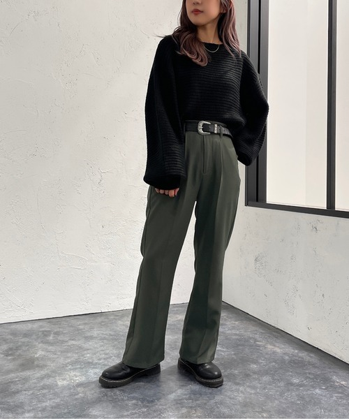 apres jour mignon(アプレジュールミニョン)の「ガーター編みショートニット【ZOZOTOWN限定アイテム】(ニット/セーター・レディース・アイボリー/オレンジ/グリーン/ブラック・X-LARGE/フリー)」の18枚目の写真