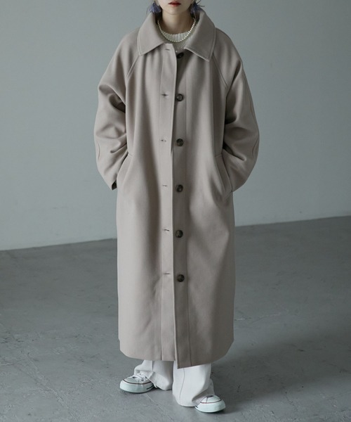 etoll.（エトル）の「ウールライク ステンカラーロングコート（ステンカラーコート・レディース・ブラック/グレー/ベージュ/オレンジ/グリーン/ブラウン・M）」の4枚目の写真