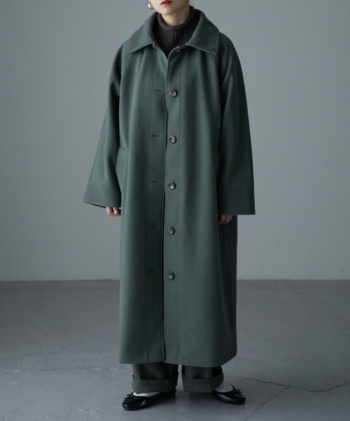 etoll.（エトル）の「ウールライク ステンカラーロングコート（ステンカラーコート・レディース・ブラック/グレー/ベージュ/オレンジ/グリーン/ブラウン・M）」の5枚目の写真