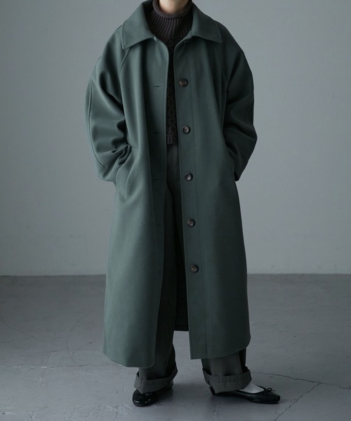 etoll.（エトル）の「ウールライク ステンカラーロングコート（ステンカラーコート・レディース・ブラック/グレー/ベージュ/オレンジ/グリーン/ブラウン・M）」の12枚目の写真